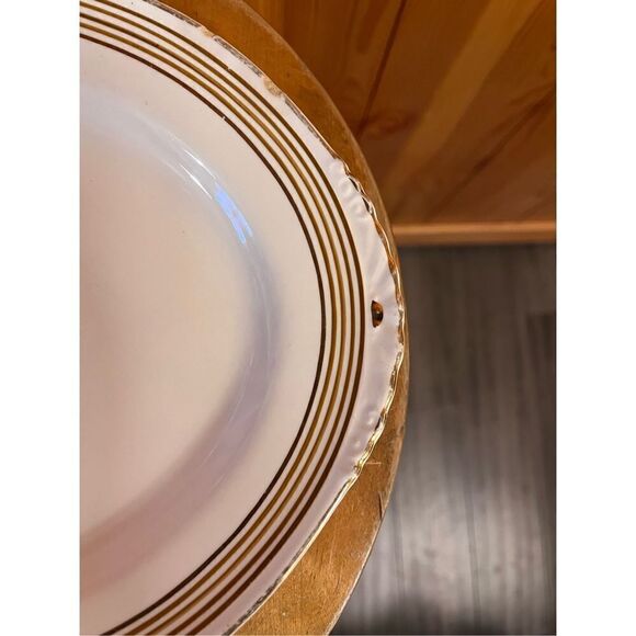 Homer Laughlin Eggshell Nautilus Platter Platinum striped - Picture 3 of 12